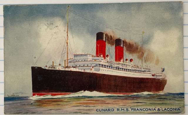RMS "Franconia" and "Lanconia" Cunard Line Postcard 1914