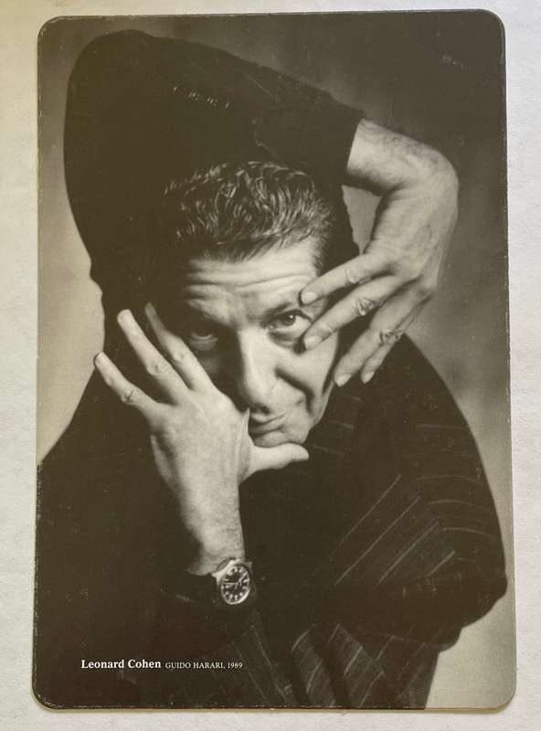 Post card Music Box - LEONARD COHEN, photo by Guido Harari 1989 Published 2012
