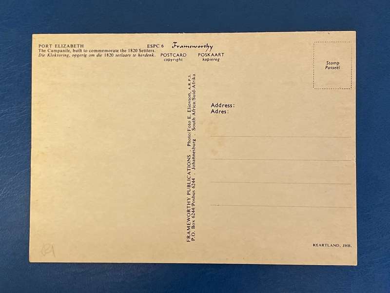 Vintage Post Card - PORT ELIZABETH - THE COMPANILE -