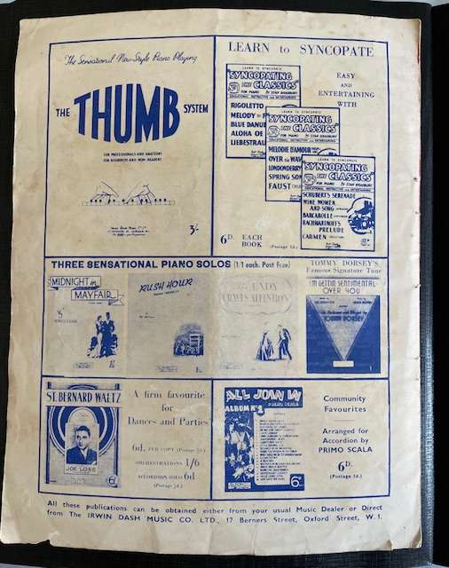 Vintage Music booklet -"There'll always be an England" Irwin Dash Music Co. Ltd - Wartime