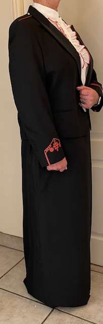 South African Military - Ladies Army Evening Wear.  Jacket, skirt, blouse, ruffles