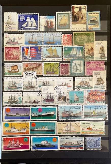 Thematics- SHIPS - with stamps, maritime letterheads, Silk Card, Half penny 1942, naval button +