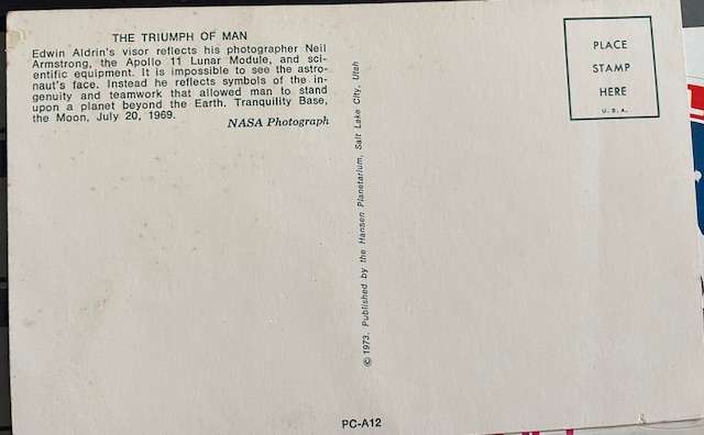 Thematics -SPACE - Used stamps, vintage postcard and Apollo sticker