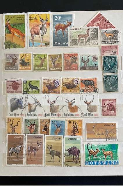 Thematic stamps - African buck, wildebeest and buffalo.