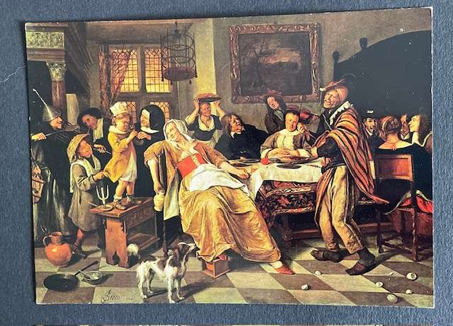 Vintage Art Postcard - Das Bohnenfest, Jan Steel, 1668