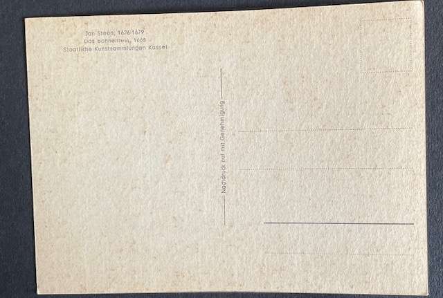 Vintage Art Postcard - Das Bohnenfest, Jan Steel, 1668