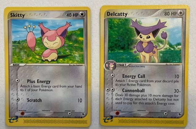 Pokémon Trading Card - 2003 - SKITTY 70/109 AND DELCATTY 29/109 UNCOMMON LP
