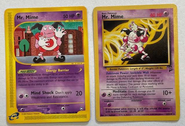 Pokémon Trading Card - 1999 - 2000 MR MIME 27/130 2nd Edition Rare +Mr Mime 2002 95b/147 LP