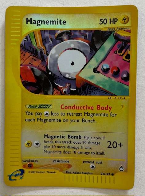 Pokémon Trading Card - 2002- MAGNEMITE 91/147 REV HOLO  LP