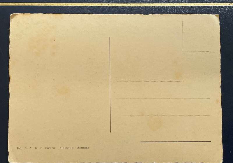Vintage postcard -Port at Massana, Ethiopia under Italian occupation. Maritime history
