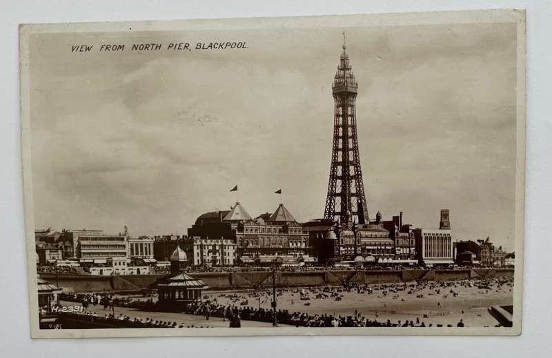 Vintage Postcard - Valentines - View from Pier in Blackpool. Valentines ~ no. H331