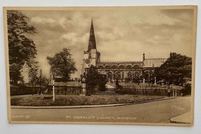 Antique postcard - St Oswalds Church, Winwick - Valentines Sepiatype # 216097