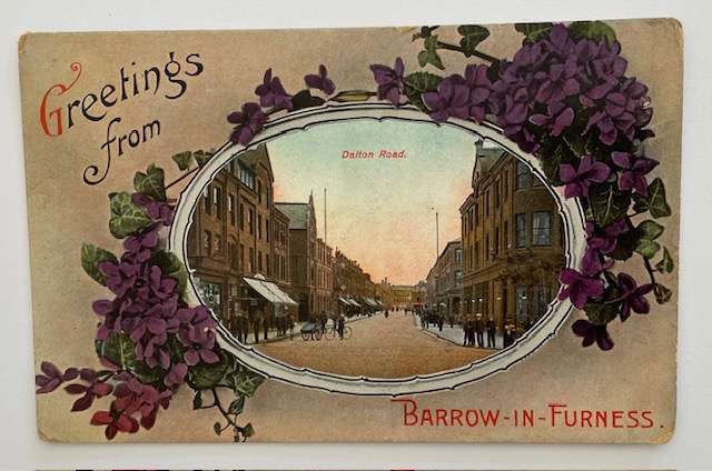 Antique postcard - Dalton Road Barrow in Furness - posted 1918 - has stamp