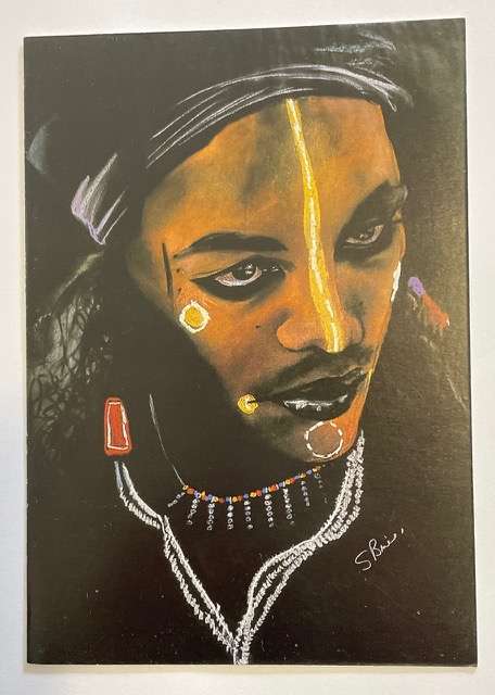 Art Notelet - Wodaabe Youth - Niger, West Africa - from original pastel by Stephanie Brice
