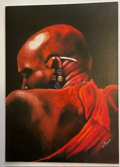 Art Notelet - Masaai Warrior - Kenya and North Tanzania - from original pastel by Stephanie Brice