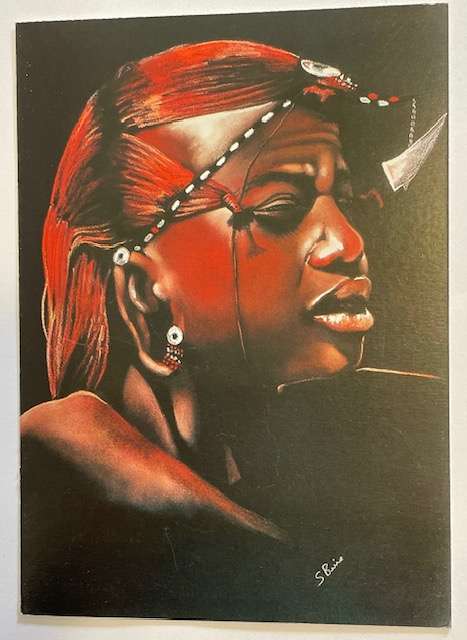 Art Notelet - Masaai Moran, Kenya and North Tanzania - from original pastel by Stephanie Brice