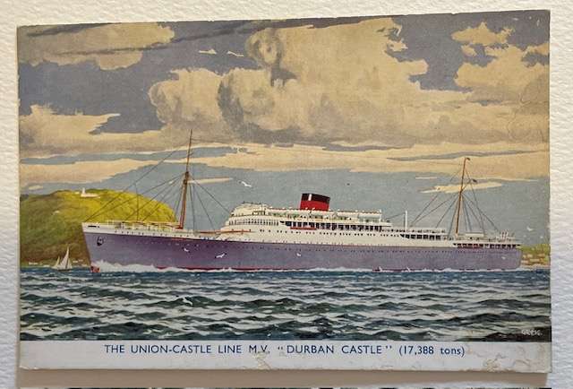 VINTAGE POSTCARD - SHIPS - UNION CASTLE LINE MAIL STEAMER 'DURBAN CASTLE'