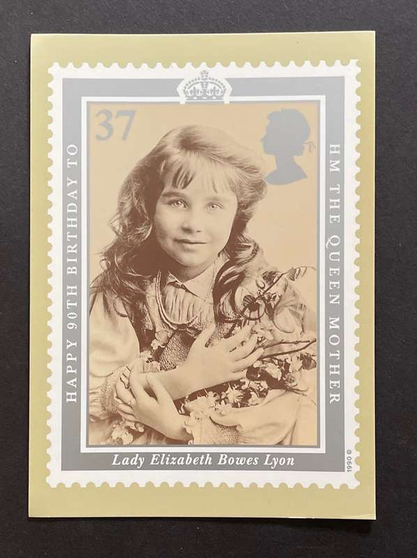 Stamp Postcard - British Philatelic Society - Queen Mother's 90th Birthday - MINT