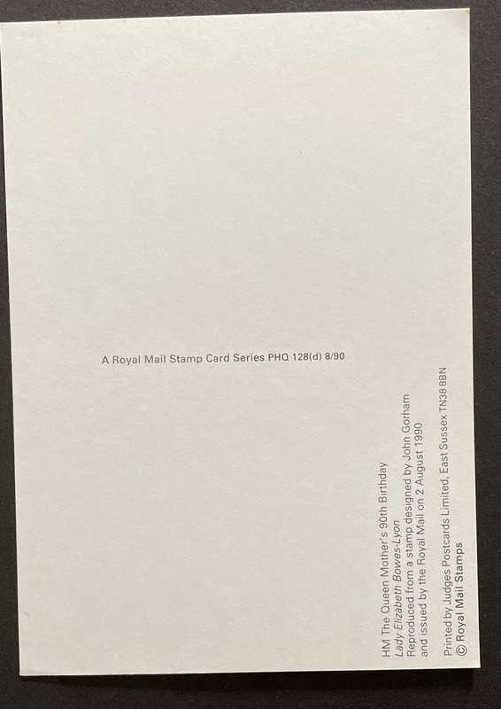 Stamp Postcard - British Philatelic Society - Queen Mother's 90th Birthday - MINT