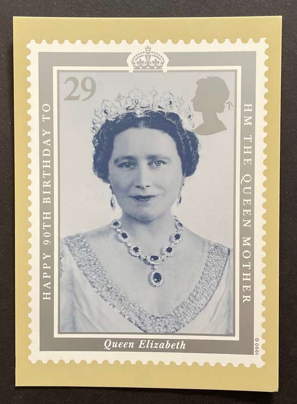 Stamp Postcard - British Philatelic Society - Queen Mother's 90th Birthday - MINT
