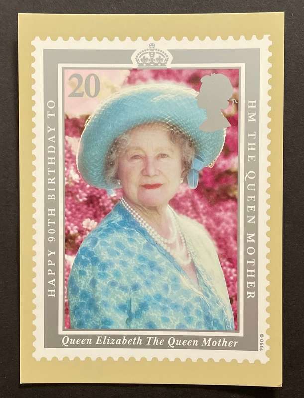 Stamp Postcard - British Philatelic Society - Queen Mother's 90th Birthday - MINT