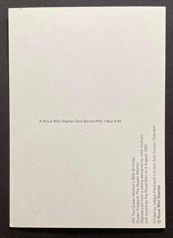 Stamp Postcard - British Philatelic Society - Queen Mother's 90th Birthday - MINT