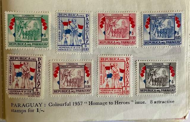 Stamps - Paraguay set 1957 -- Homage to Heroes. MH