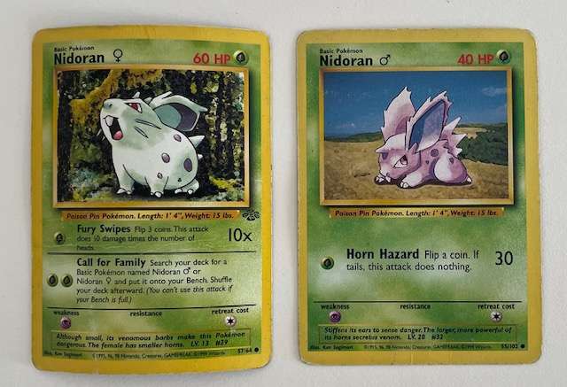Pokémon Trading Card - X2 NIDORAN 1999 - 57/64 AND 55/102 MP