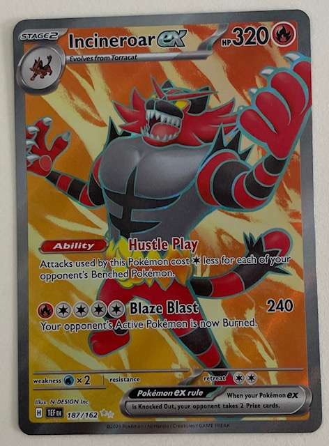Pokémon Trading Card - INCINERATOR EX - 2024 - DOUBLE RARE / SECRET CARD- 187/192 NM