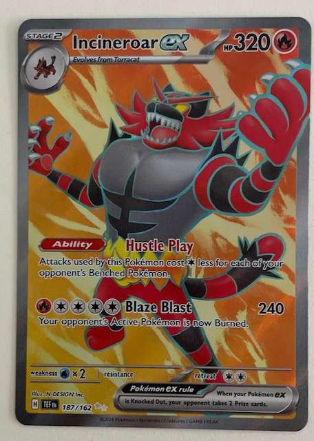 Pokémon Trading Card - INCINERATOR EX - 2024 - DOUBLE RARE / SECRET CARD- 187/192 NM