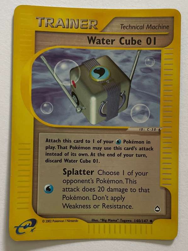 Pokémon Trading Card - 2002 - WATER CUBE 01 REV HOLO - 140/147 Uncommon. LP