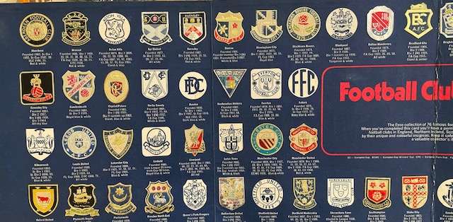 Vintage collectable -The ESSO Collection of Football Club badges 1970's