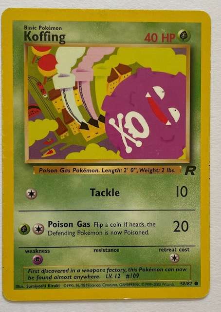 Pokémon Trading - KOFFING - 58/82 - 2000 TEAM ROCKET RARE! LP