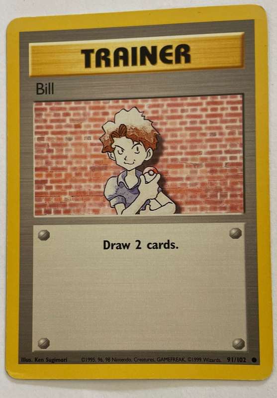 Pokémon Trading Card - 1999 - TRAINER CARD - BILL -  91/102 MP