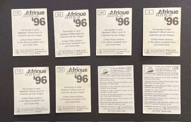 Panini Fifa World cup cards x 8 - 1996 and 1998. (2)