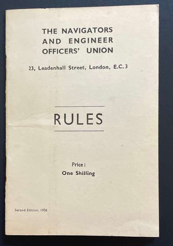 Vintage -The Navigators & Engineers Officers Union - RULES BOOKLET - 1936