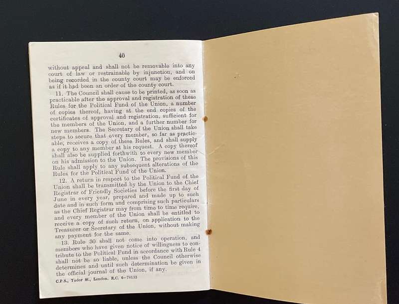Vintage -The Navigators & Engineers Officers Union - RULES BOOKLET - 1936