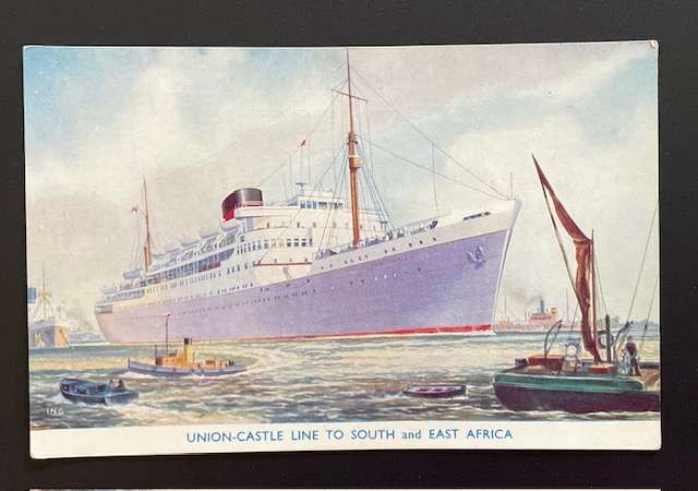 VINTAGE POSTCARD - SHIPS - "DURBAN CASTLE" MARINE HISTORY