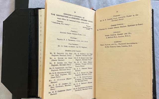 Vintage -The Navigators & Engineers Officers Union - MEMBER BOOKLET - 1936- F.C. BOWEN #Maritime