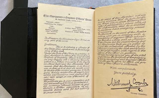 Vintage -The Navigators & Engineers Officers Union - MEMBER BOOKLET - 1936- F.C. BOWEN #Maritime