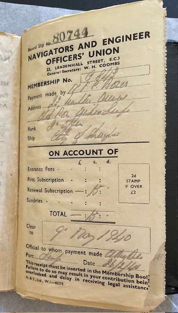 Vintage -The Navigators & Engineers Officers Union - MEMBER BOOKLET - 1936- F.C. BOWEN #Maritime