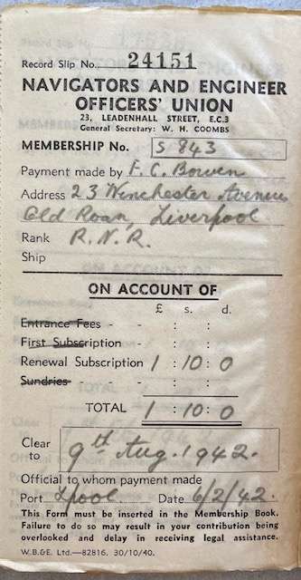 Vintage -The Navigators & Engineers Officers Union - MEMBER BOOKLET - 1936- F.C. BOWEN #Maritime