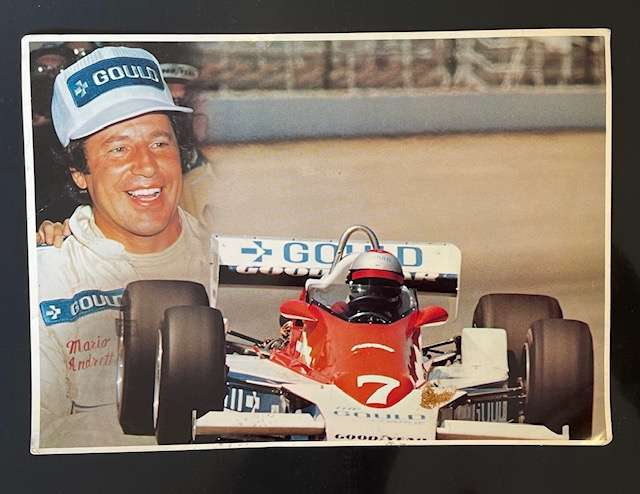VINTAGE Postcard -- MARIO ANDRETTI - 1978 WORLD DRIVING CHAMP - LITTLE ACCENTS USA.