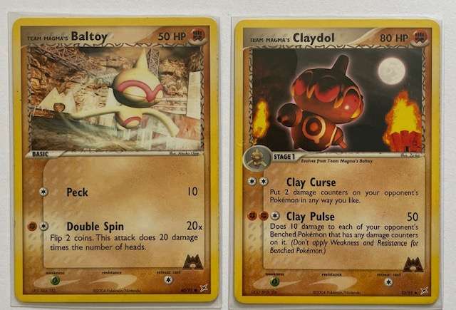 Pokémon Trading Card - TEAM MAGMA'S BALTOY AND CLAYDOL- 2004- LP