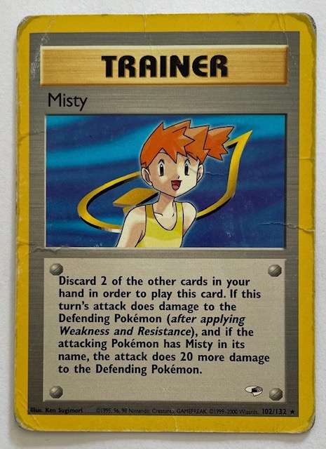 Pokémon Trading Card - Trainer - MISTY - 2000 - 102/132  RARE! WP