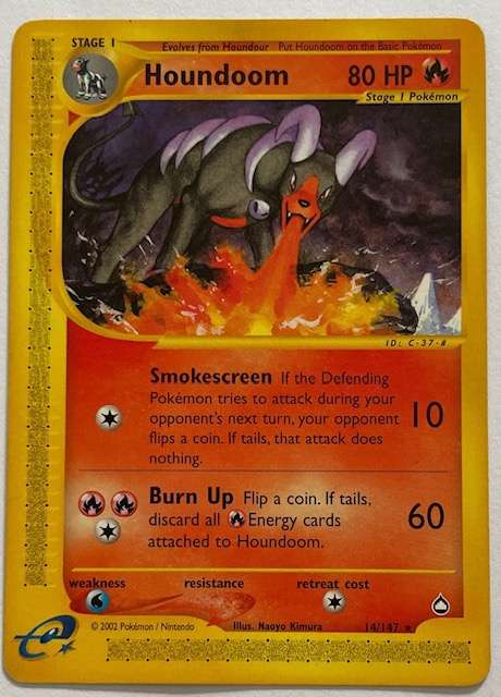 Pokémon Trading Card -  HOUNDOOM - 2002 - 14/147 - RARE! LP GREAT CONDITION!