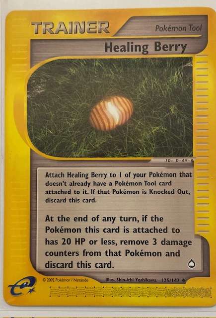 Pokémon Trading Card - Three Berry Trainer Cards. Memory Berry, Healing Berry & Lum Berry  - all LP