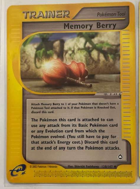 Pokémon Trading Card - Three Berry Trainer Cards. Memory Berry, Healing Berry & Lum Berry  - all LP