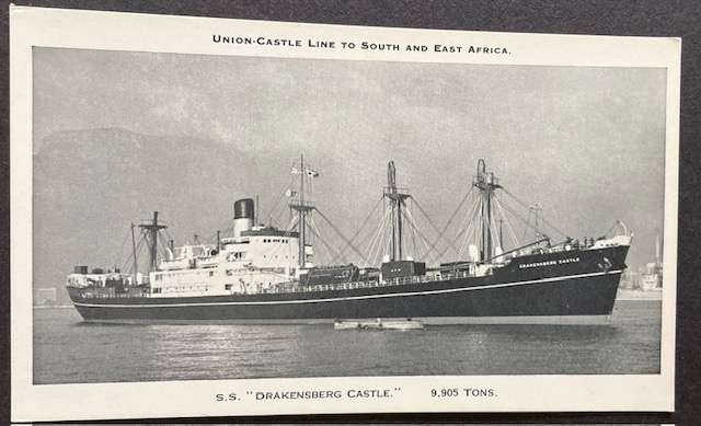 VINTAGE POSTCARD - SHIPS - "S.S. DRAKENSBERG CASTLE"  MARINE HISTORY
