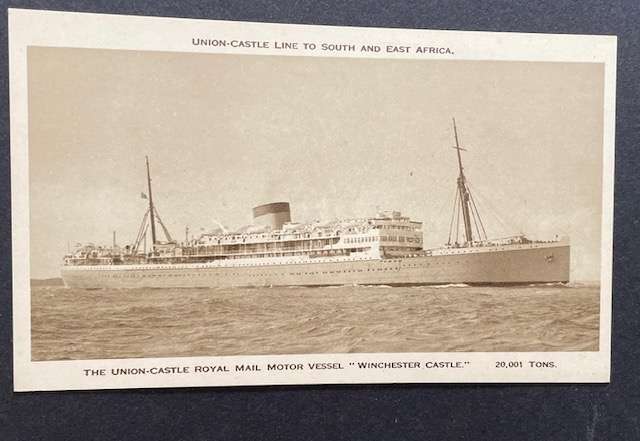 VINTAGE POSTCARD - SHIPS - "M.S. "WINCHESTER CASTLE"  MARINE HISTORY